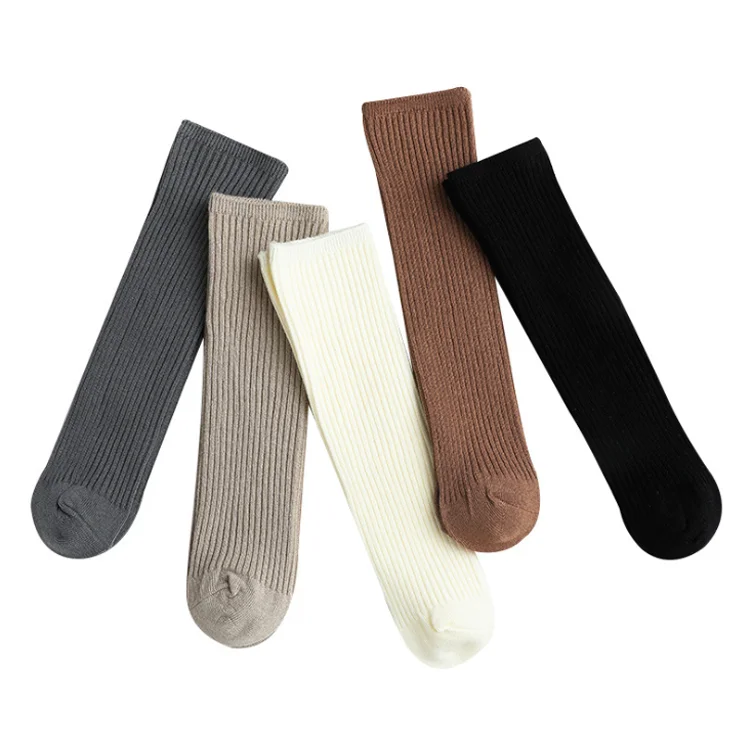 Детские простые высокие двойные носки без каблука из чесаного хлопка детские носки-трубы для детей