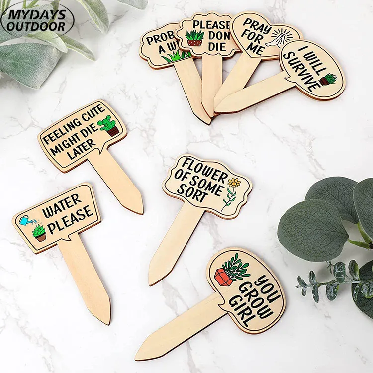 Mydays Garden Supplies Plant Identification Large Herb Garden Markers Set Wooden Plant Labels For Outdoor Garden