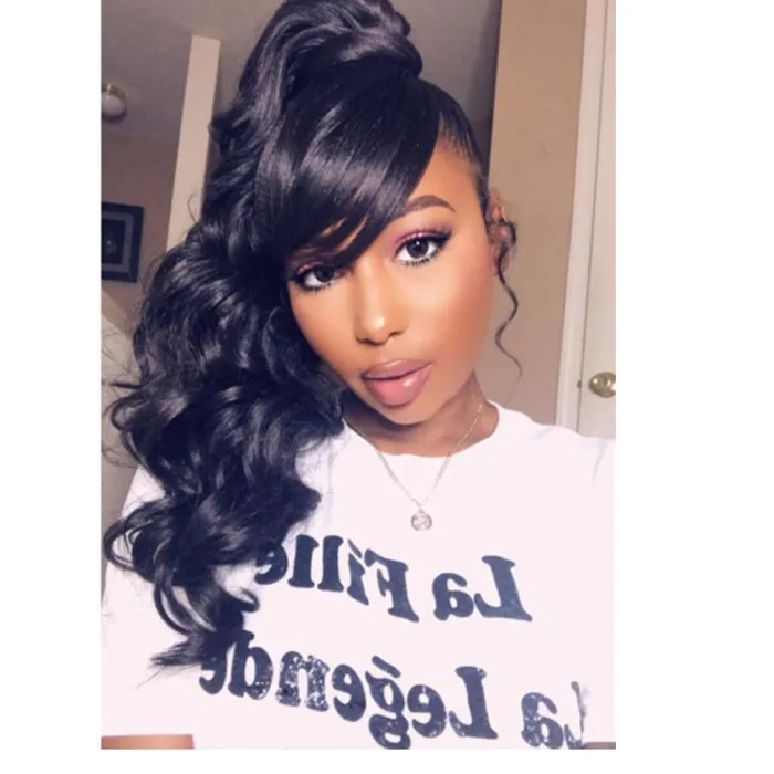 120g Remi high Human hair ponytail hair piece wet wavy wraps Ponytail hair extension side part ponytail drop shipping