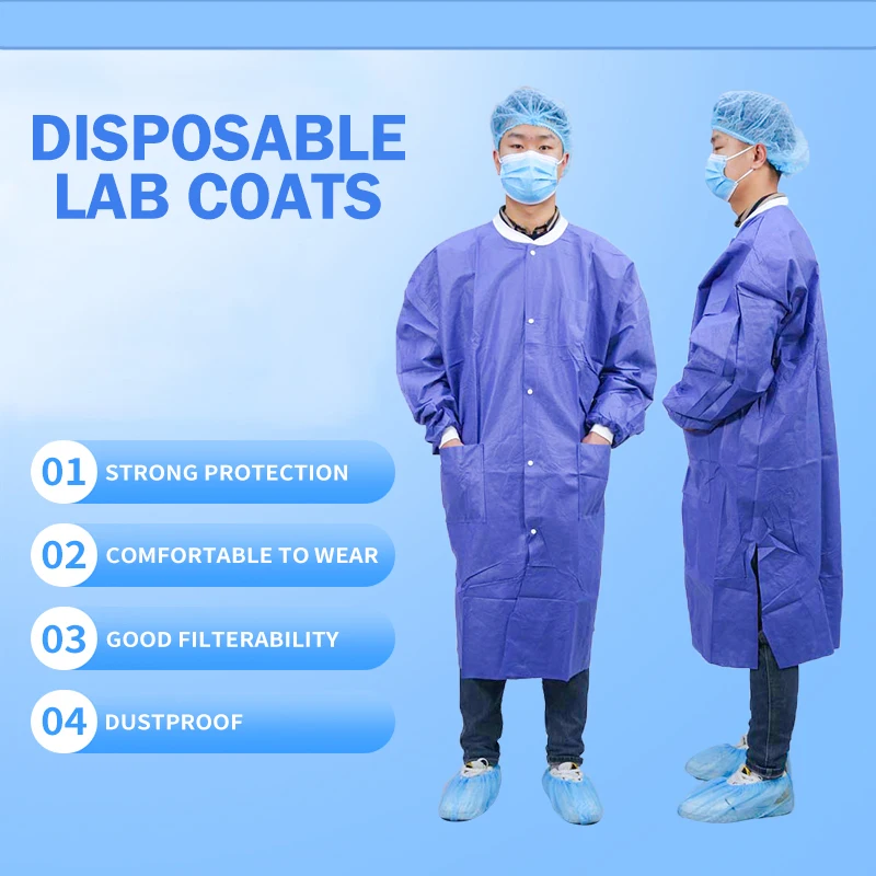 Free Sample waterproof protective workwear esd smock dustproof antistatic long sleeve cleanroom lab gown