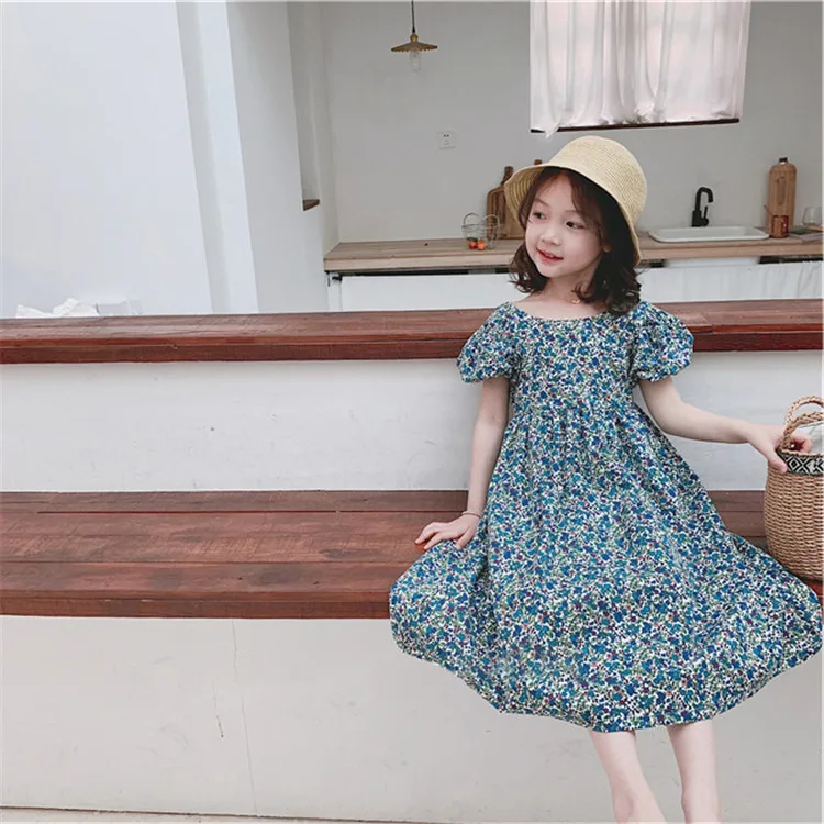 
hot sell Korea style girl dress summer backless Floral children girl dresses 