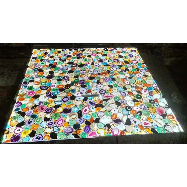 Luxury stone translucent backlit large polished colorful agate slab for countertop