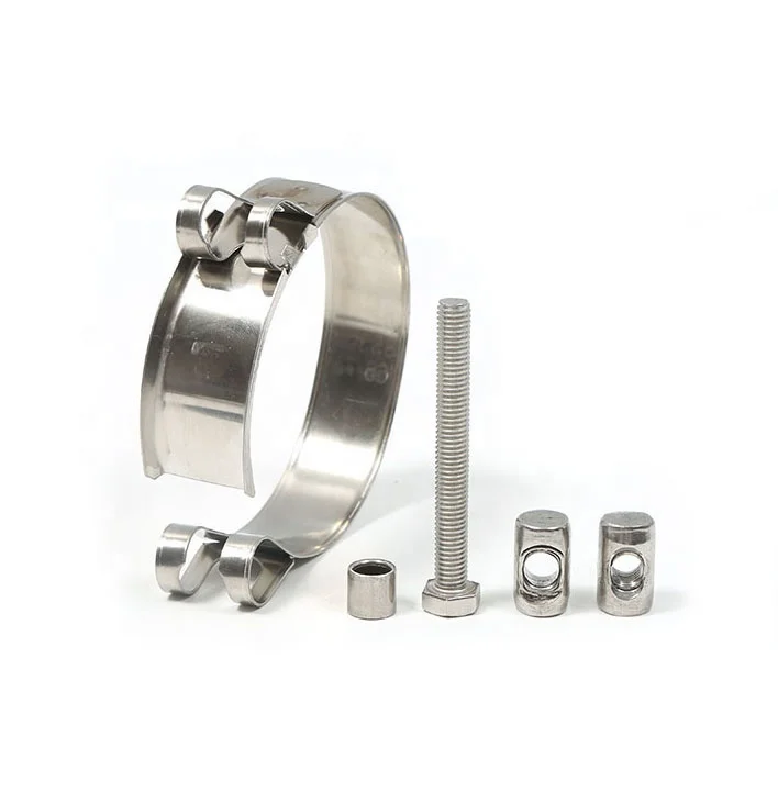 Heavy duty t bolt hose clamp 40mm with lock pipe clip single bolt round clamp 304ss 6inch stainless steel t-bolt hose clamp