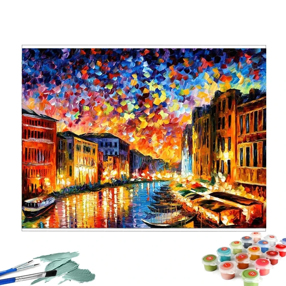 Modern Decorative Abstract Landscape Oil  Painting Diy Handmade Acrylic Paint By Numbers