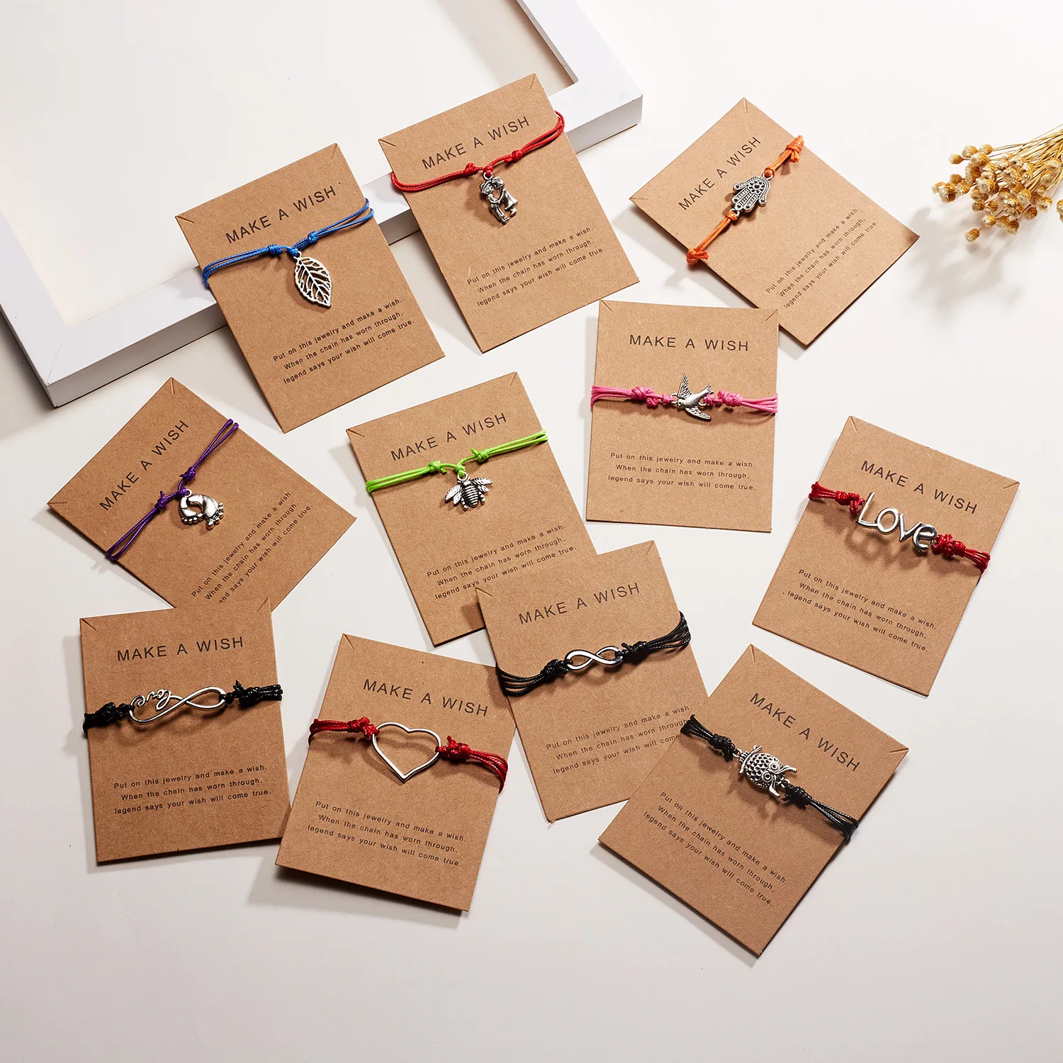 New Paper Card Seven Color Red Heart Friendship Bracelet Kit Love Cartoon Women Braided Adjustable Bangles Gold Bracelet