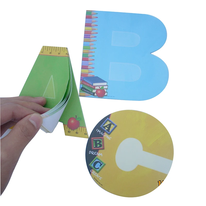 Горячая Распродажа, пользовательский принт, недорогой блокнот для записей в форме буквы, липкий блокнот для записей