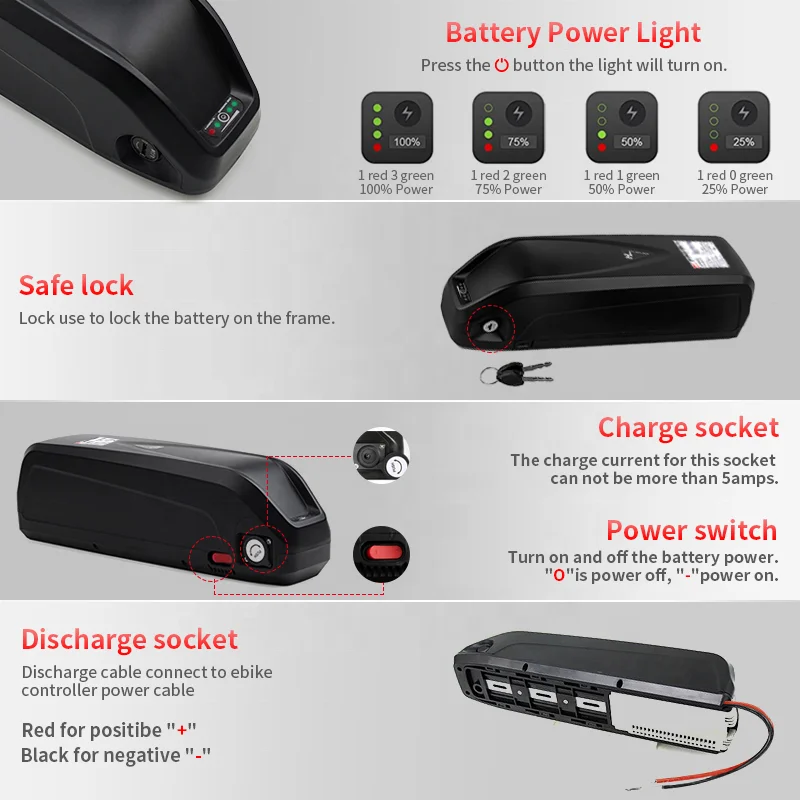 Customized Electric Bicycle 36v 48V 52V 10Ah 13Ah 16Ah HaiLong Battery