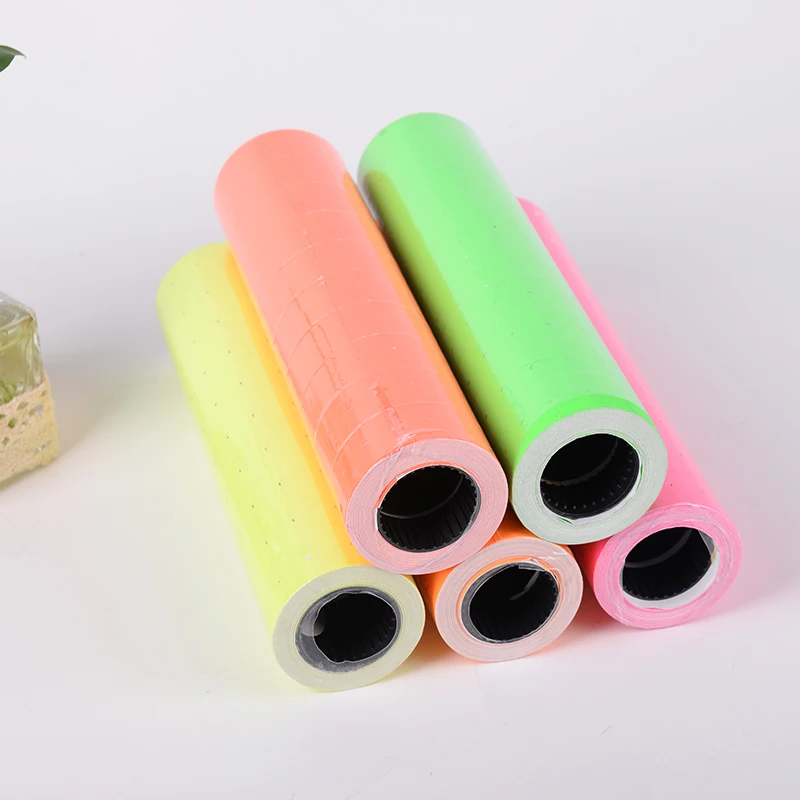 Orange Green Pink Red Colorful Self adhesive Grocery Shop Paper Price Label Rolls For Single Line MX5500 Price Label Machine