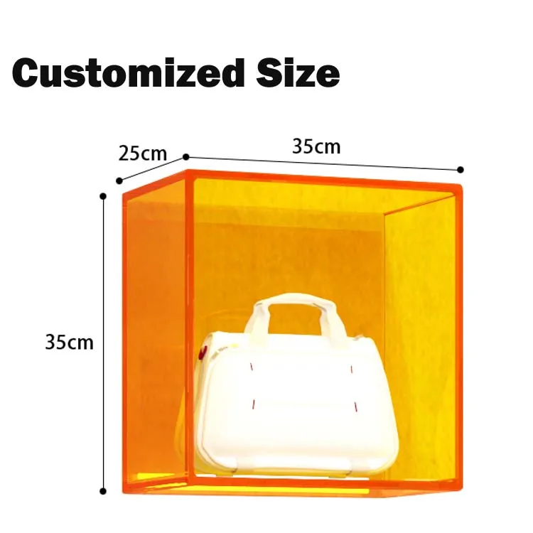 plastic Modern acrylic Cube display rack shoe handbag Cabinet stand Customized Size Silk Screen Logo durable Display box acrylic