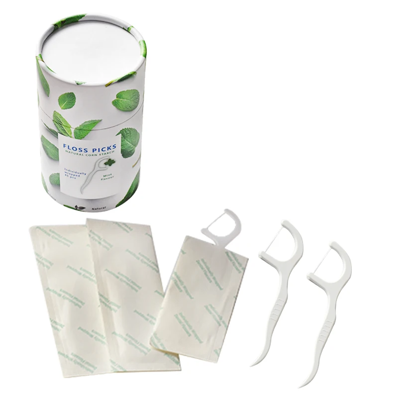New Eco-friendly Biodegradable Zero Waste Mint  Flavor Dental Floss Picks