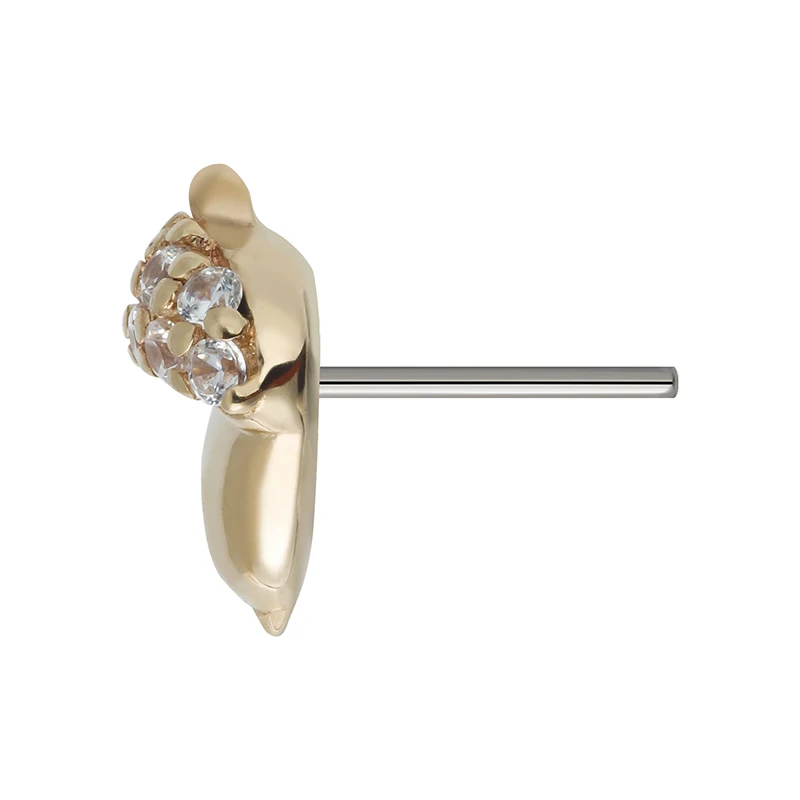 Giometal Gemmed Hazelnut Top 14K Solid Gold Corn Threadless Tragus Helix Flat Back Earrings body Jewelry Wholesale Piercing