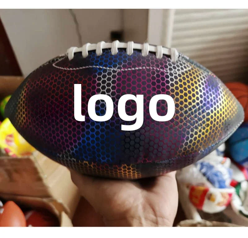 Custom Rugby Ball Size 9 Factory Price PU Leather Reflect Light American Football for OEM Official Game Use