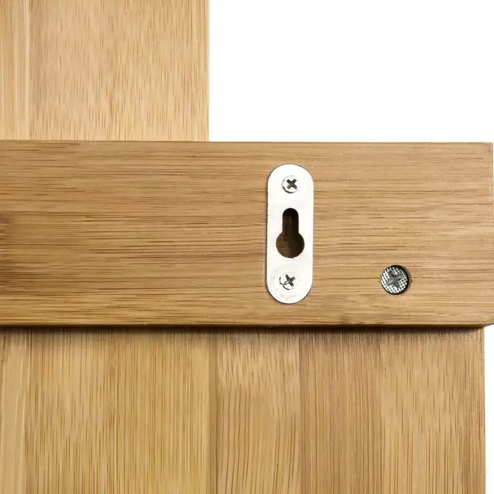 Easy-to-Assemble Natural Bamboo Brown Floating Wall Shelves for Bedrooms and Living Rooms with Brackets