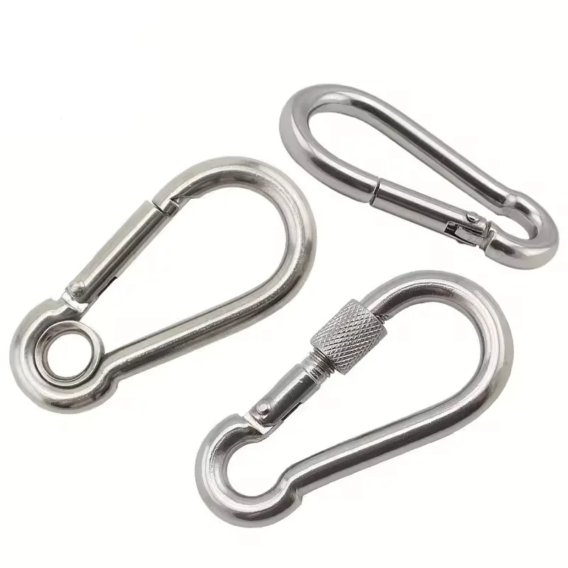 Высокое качество ss 304 установка безопасности для подъема 4 мм Quickdraw круглый Mousqueton Inox защелкивающиеся Крючки из нержавеющей стали карабин зажимы