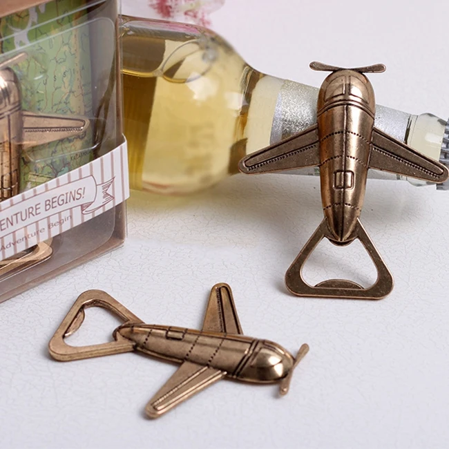 custom Antique Airplane Shape Metal Beer Bottle Opener For Wedding Party Gift Favors Aviation Beer Metal Airplane Openers