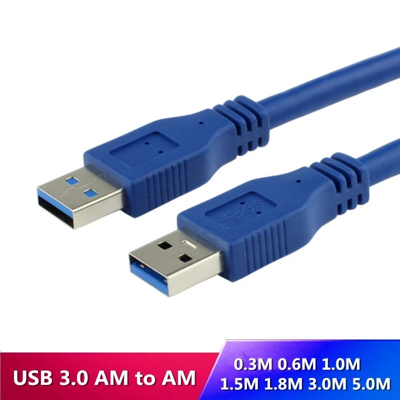 High Speed Blue USB 3.0 A type Male to Male USB Extension Cable AM TO AM 4.8Gbps Support USB 2.0 0.3M 0.6M 1M 1.5M-5M