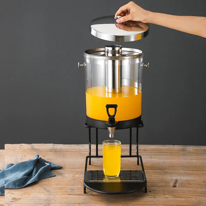 FTS Juice Dispenser Machine Commercial Glass Plastic Jar 2 Tank In 1 Glass Double Cool Dual Drink Dispensers