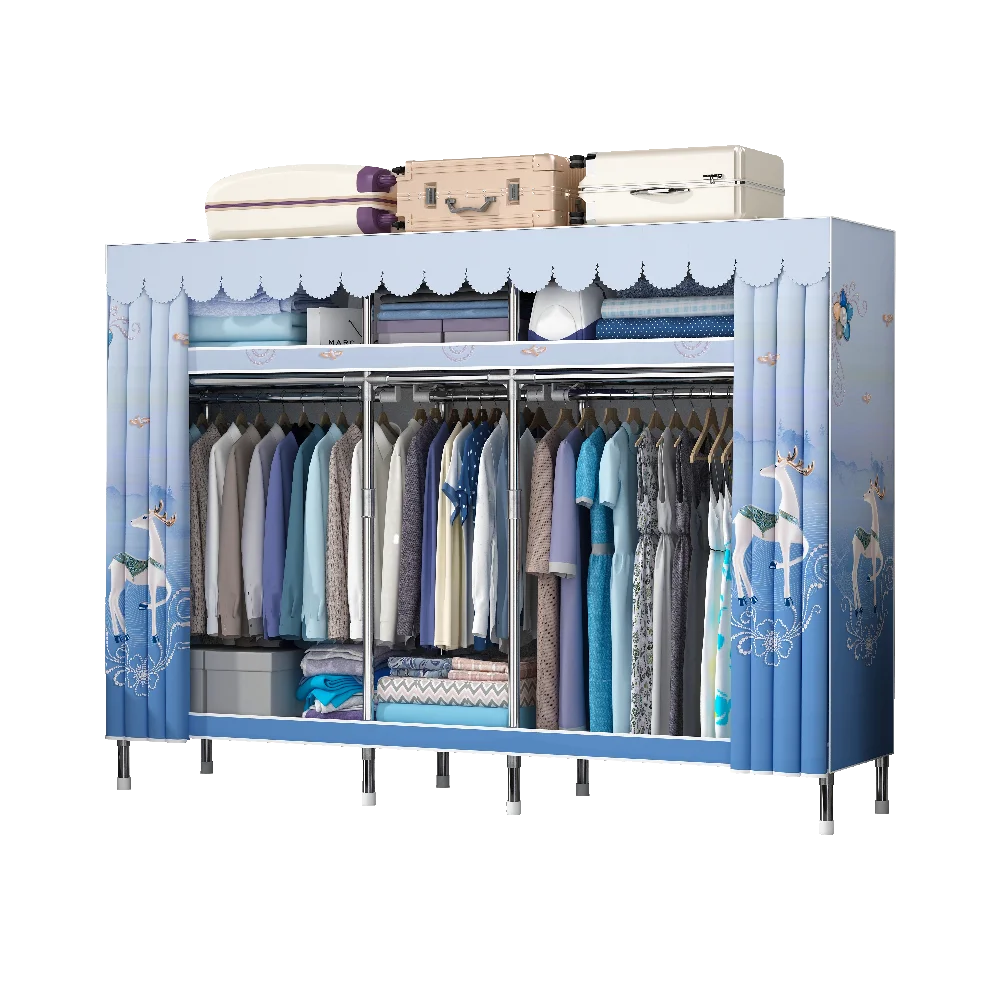 GuangZhou Custom Simple Aluminum 2 Door Cupboards Closet Cabinet Modern Clothes Storage Wardrobe