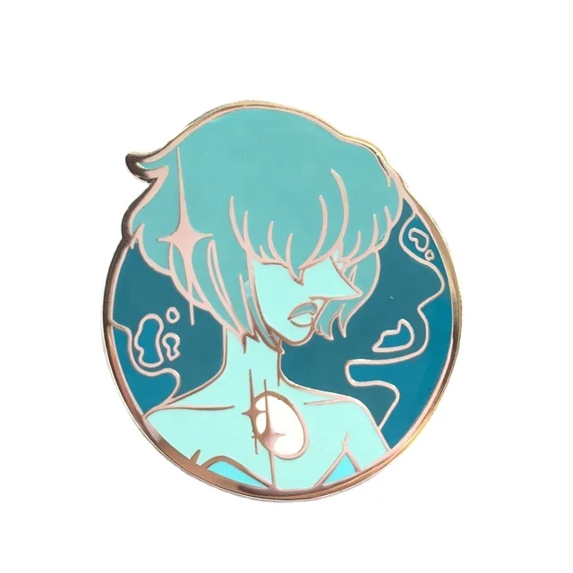 Cheap iron pin with red soft enamel with blue soft enamel