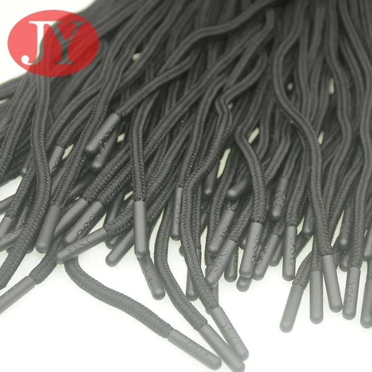 Black color 125cm round shape 5mm rubber stopper drawstrings tube shace tip rubber tips for drawcord