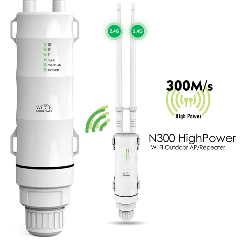 Hot selling N300 High Power Outdoor Wireless AP/Range Extender/Router with PoE and High Gain Antennas
