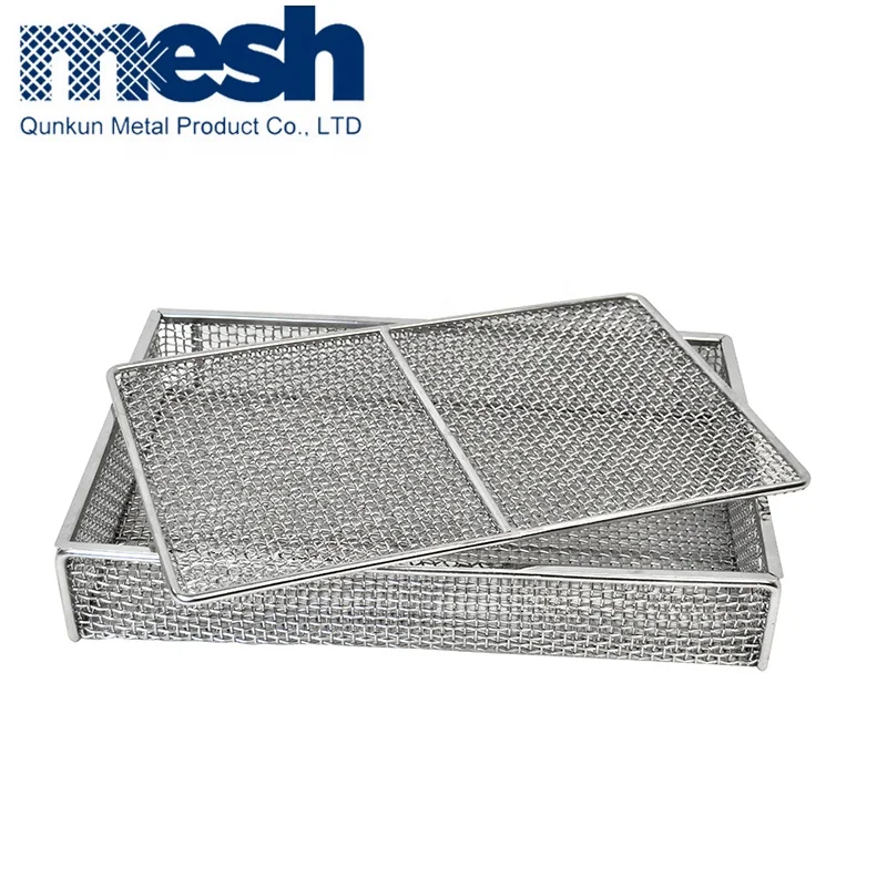 Silver Storage Basket With Built-in Handles Wire Mesh Basket