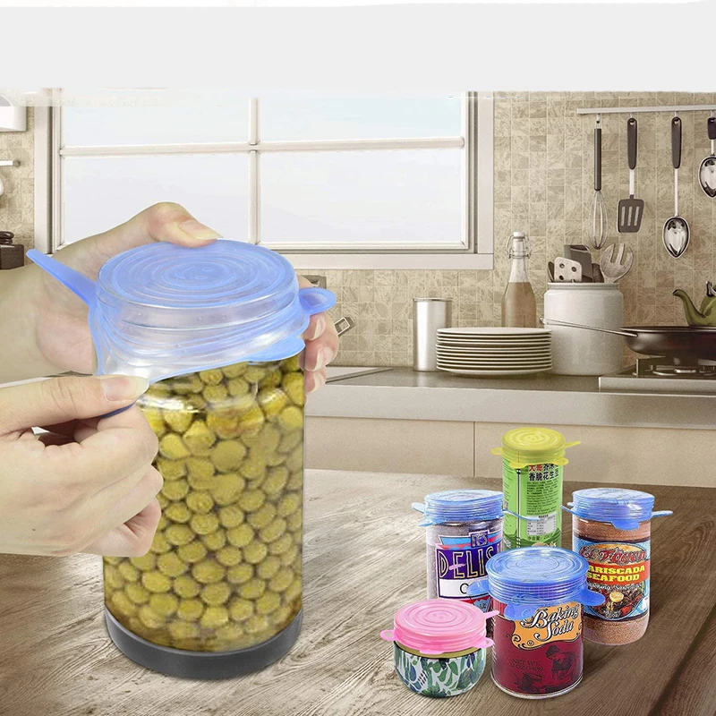 Reusable Silicone Stretch Lids for Food Containers Fresh Seal Covers Cups Small Bowls Cans Mason Jars Fruits Customizable Logo
