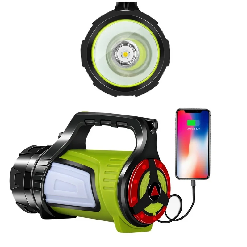 outdoor Emergency spotlight USB rechargeable search light 3 KM handheld led cob searchlight with power bank