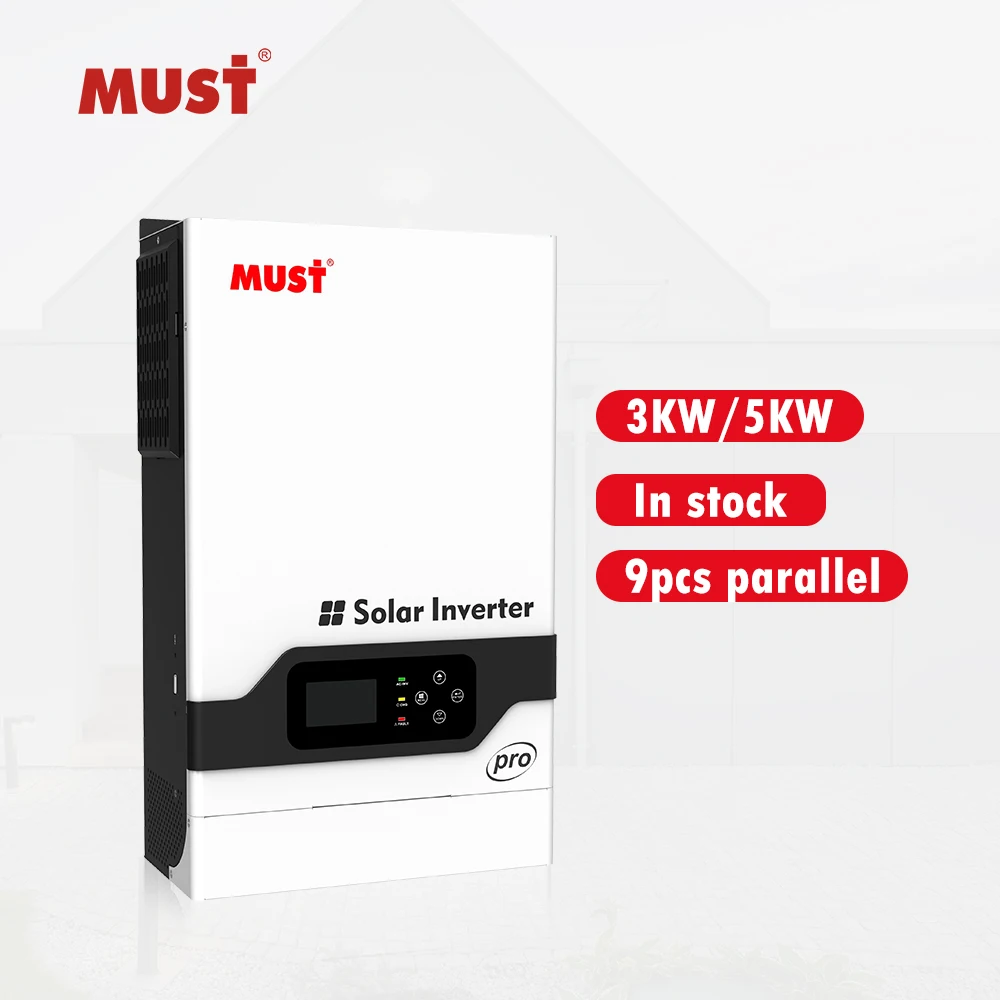 MUST 5kw Single AC Output Inverter for Solar System High Frequency PV Converter with 1kw Backup 3kw Power WiFi Communication