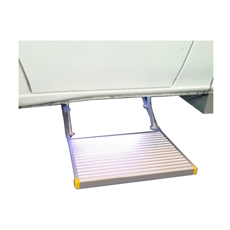 RV Motorhome Caravan Van Manual Folding Step Aluminum Alloy Trailer Truck Camper Side Step Load Capacity 200kg With LED Lights
