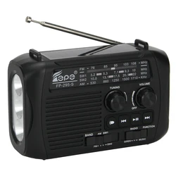 Emergency Hand Crank Flashlight Radio AM FM SW 4 Band Solar Powered SOS dynamo radio FP-295-S