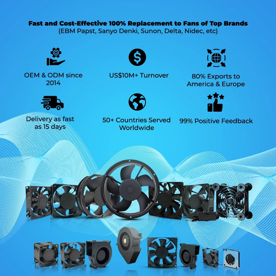 150m 230V High Static Pressure Fans EC Axial Flow Fans 150x150x50mm Distribution Cabinet Best AC DC Electric Fans