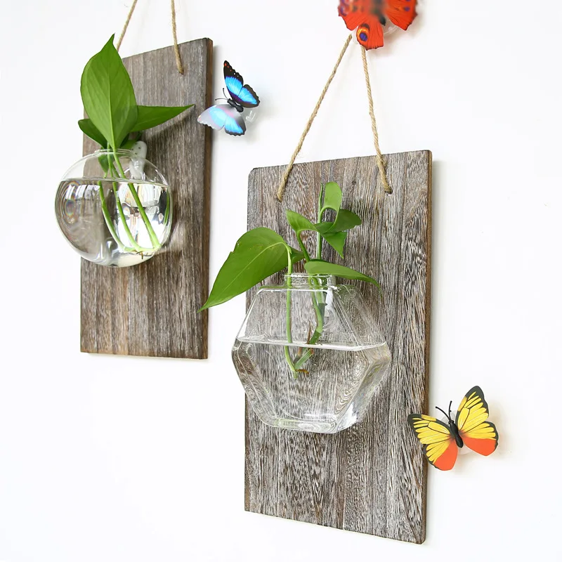 Wall Hanging Flowerpot Wall Small Fresh Artistic Green Plant Hydroponic Plant Container Decoration Wall Hanging Glass Vase