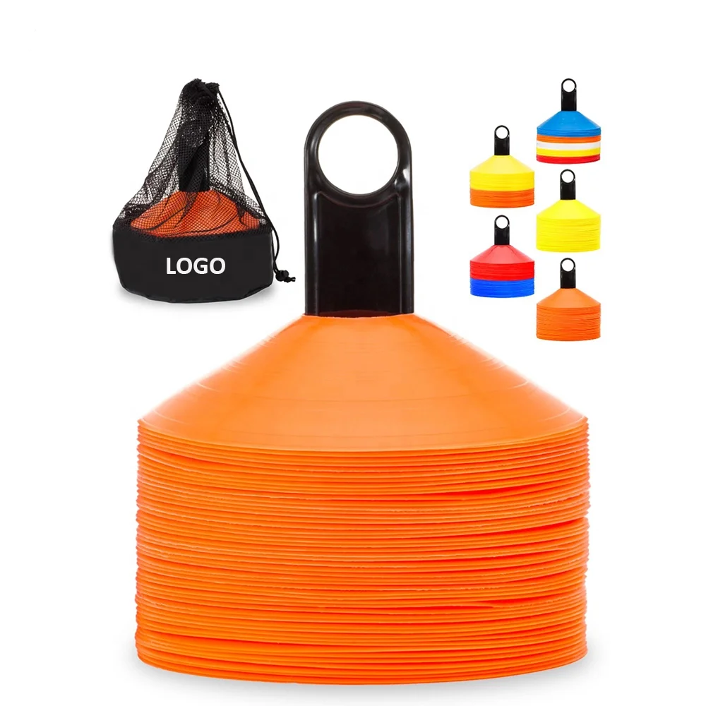 ActEarlier Soccer Cones Supfreedom Set of 50pcs Football Agility Training Cones with Mesh Bag&Holder