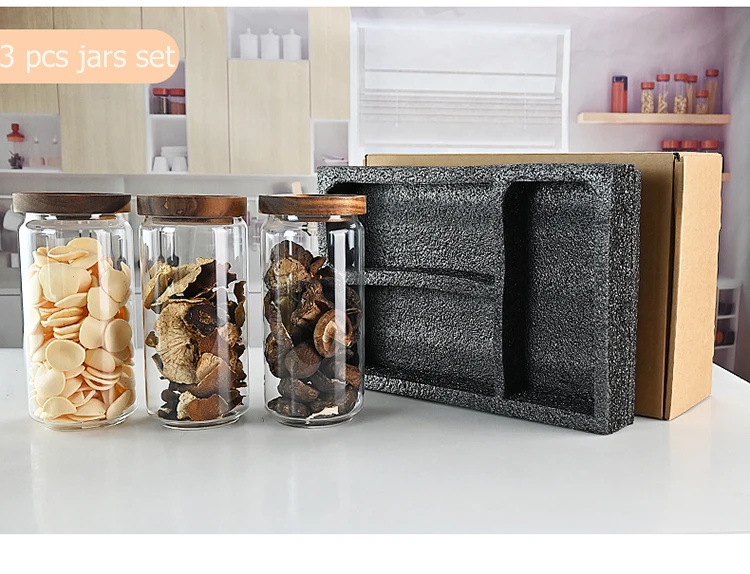 Kitchen Leakproof Mouthblown Heat Resistant Borosilicate Threaded Glass Spice Jar Set