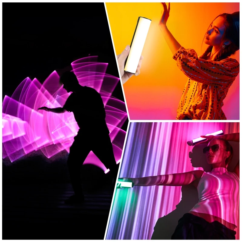 PULUZ RGB Colorful Handheld LED Fill Light 17cm Magnetic Photo LED Stick Photography Hand Held Beauty Selfi Light Tube
