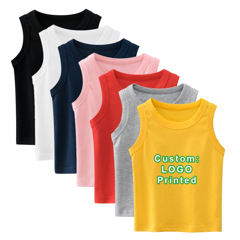 Custom summer children base jumper solid color little kids undershirt waistcoats cotton boy vest