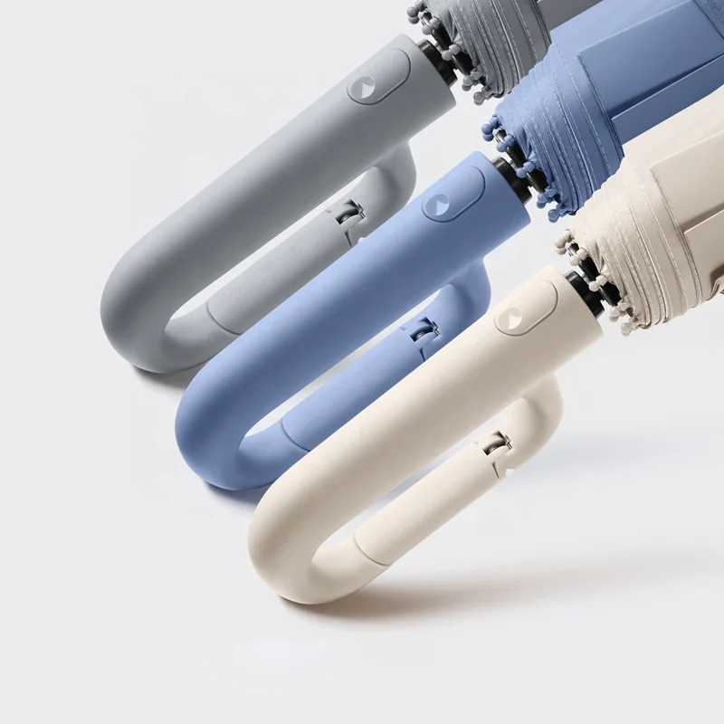 2024 New Product Easy Carry Unique Wholesales Cheap Automatic Three Folding Umbrella With Hook Loop Lock Handle