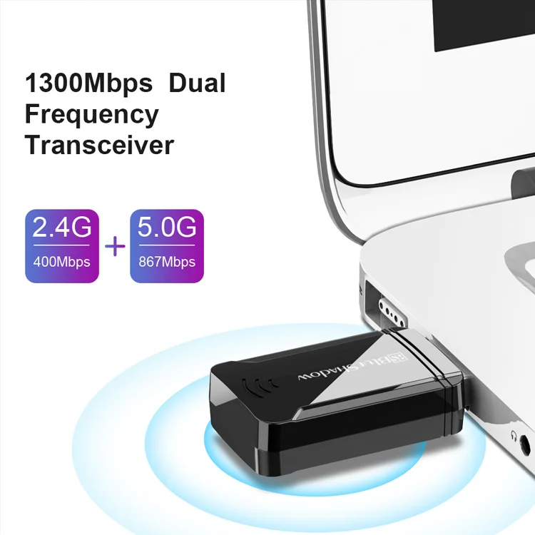 2020 New Product Mini Size Dual Band Compact Design Wireless 1300ms usb Wifi Adapter Wifi Card