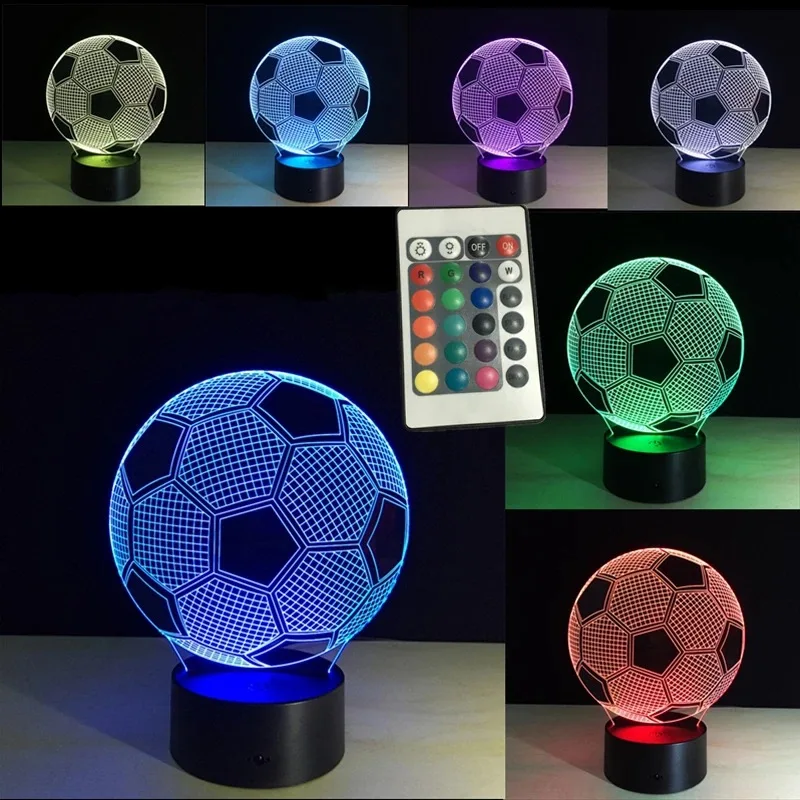 Wholesale 3d lamp acrylic usb led night football acrylic 3d lamp base led 7 colors usb touch control light