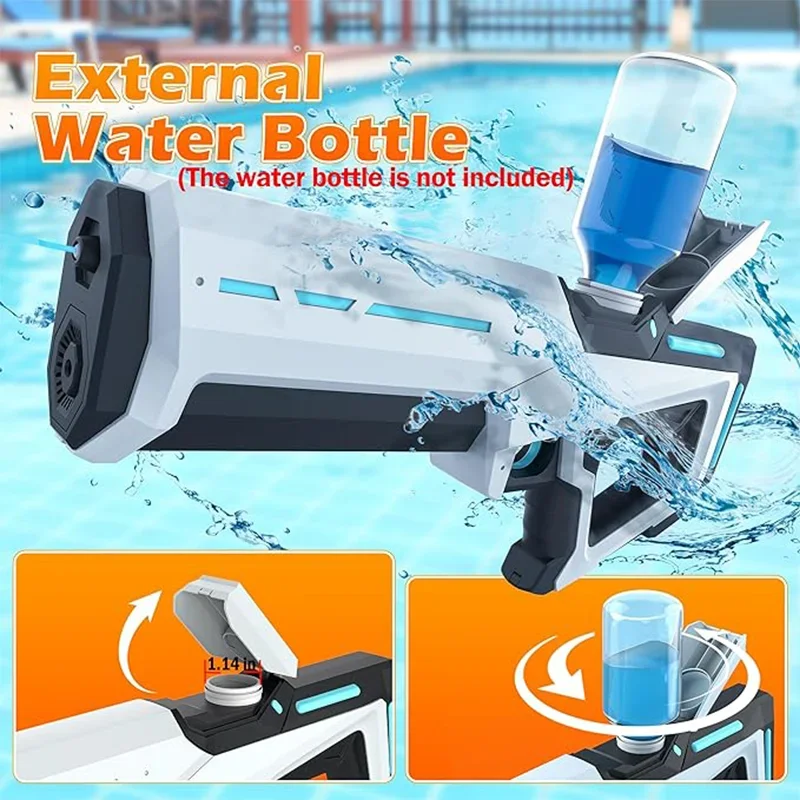 32FT Powerful Electric Water Squirt Gun Automatic Suck Water Water Blasters  Portable Summer Outdoor Beach Toys Gun