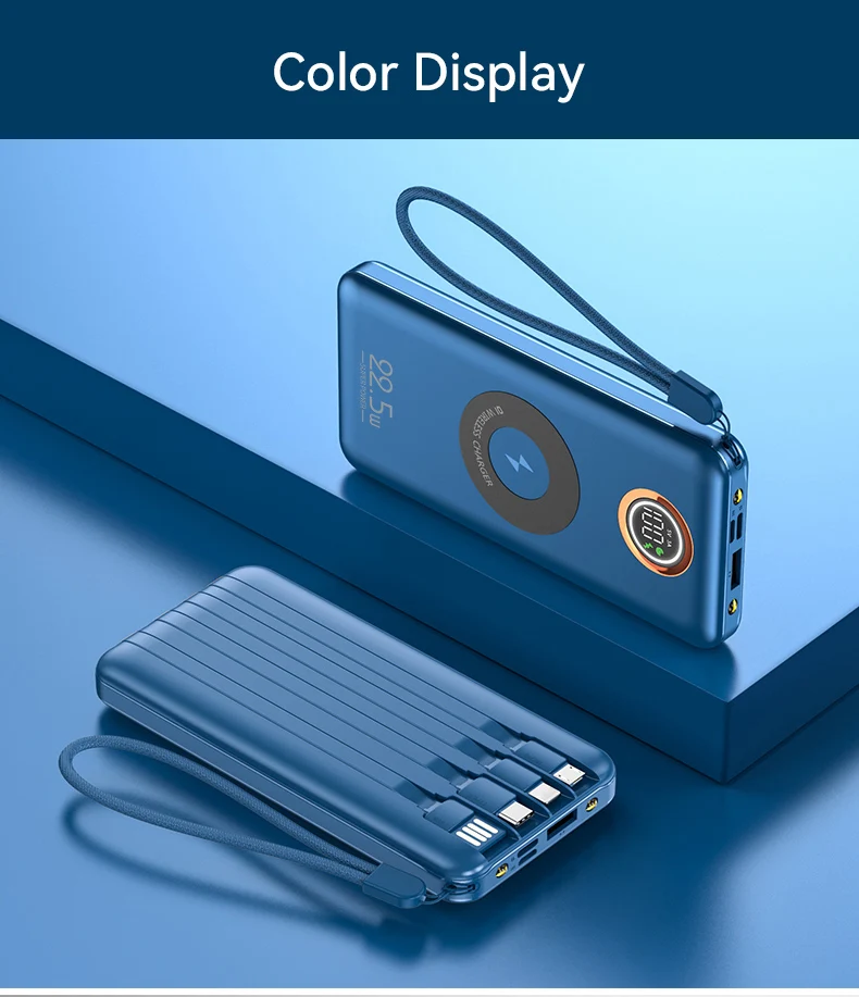 Multifunction 7-in-1 Power Bank 20000mAh External Battery Wireless Charge 18W 20W 22.5W PD Fast Charging Power Bank