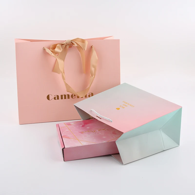 BTO Wholesale White Printed Boutique Matte Black Small Paper Bags For Jewelry