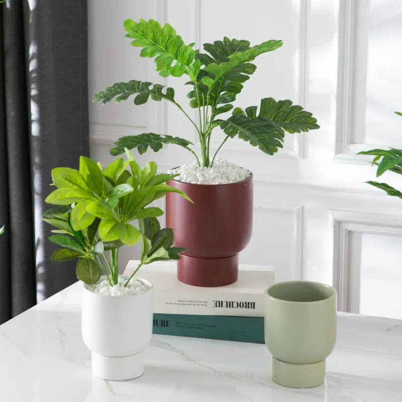 Скандинавском стиле Модные Крытый маленький бонсай Макарон керамические цветочные горшки суккуленты горшок с съемный