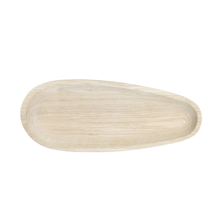 High Quality Small Melon Seed Shape Ash Wood Serving Tray for Snacks Fruits Drink Jewelry