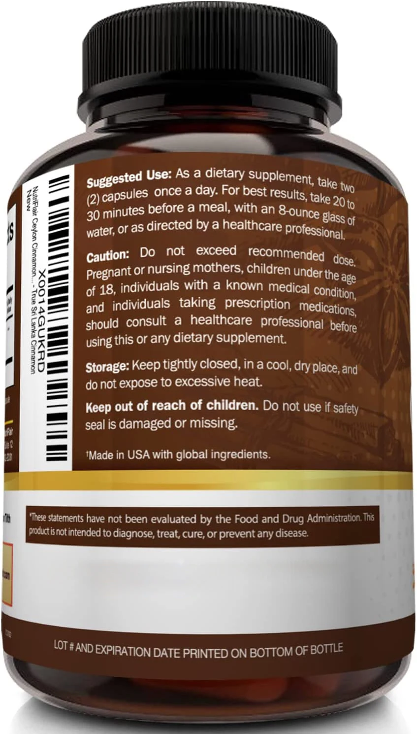 Organic Ceylon Cinnamon Supplement Capsules Organic Cinnamon Powder, Antioxidant Cinnamon Pills Supports Glucose Metabolism