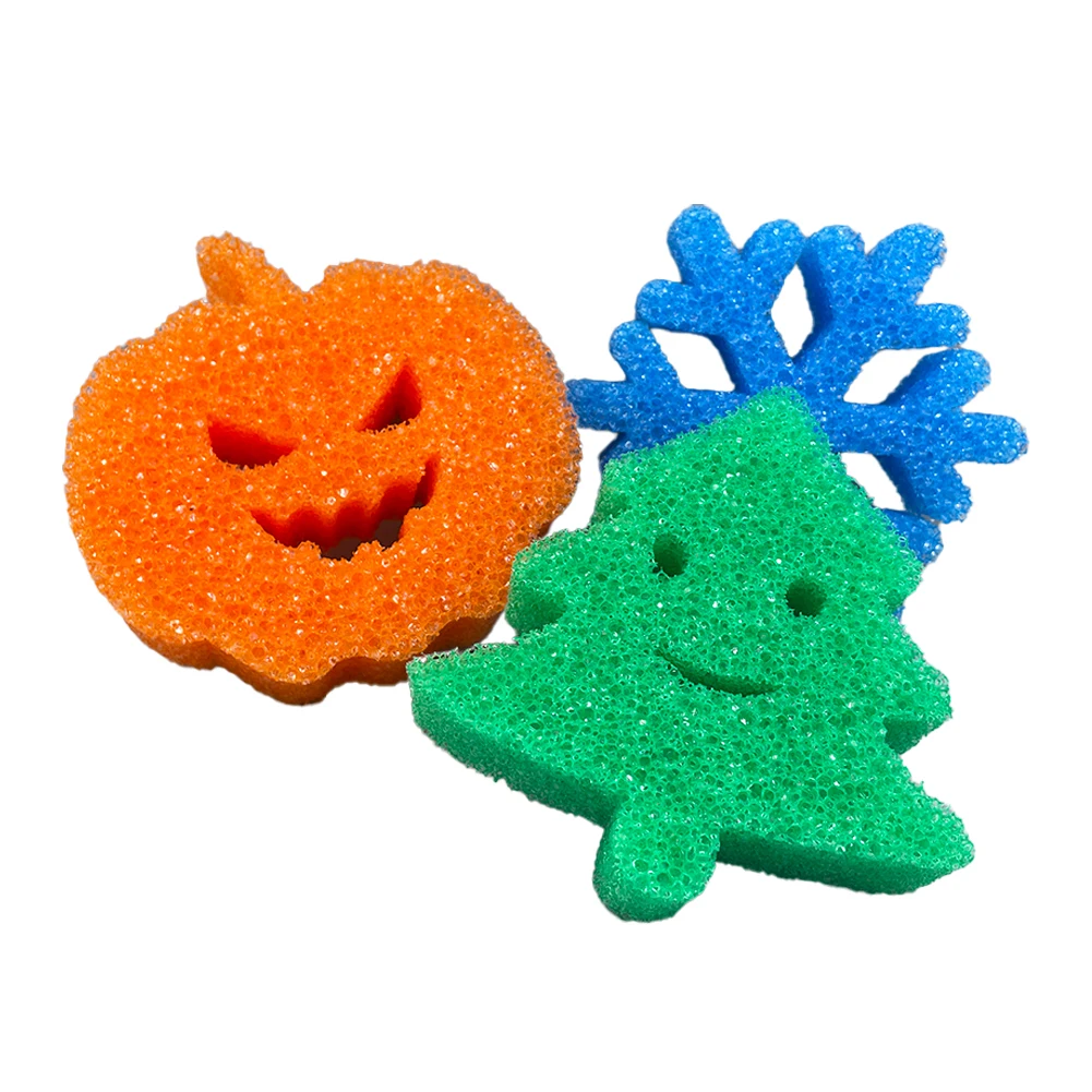 Kitchen Scrubber Dish Washing Sponge Cleaning Happy Smile Face Cleaning Cloth Temperature-Sensitive Sponge