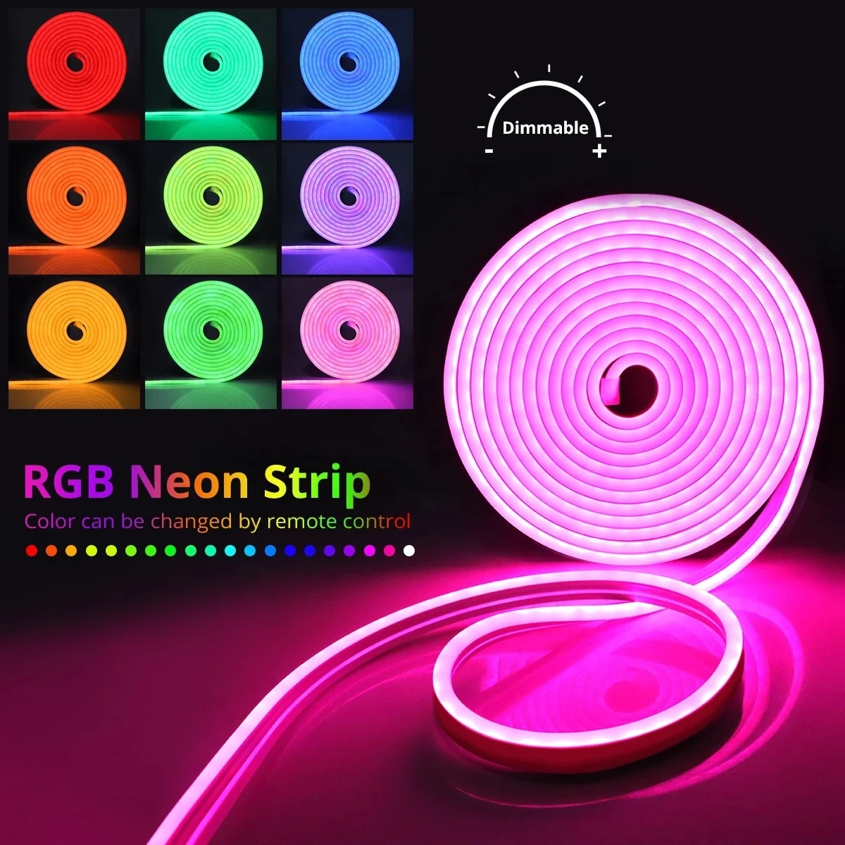 DC5V WS2812B 60/144leds/m Smart RGB Led Neon Lighting Strip  Individual Addressable Silica Gel Neon Rope Tube Strip Light