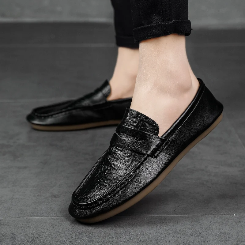 Мужские мокасины из натуральной кожи, повседневная обувь для вождения, лоферы