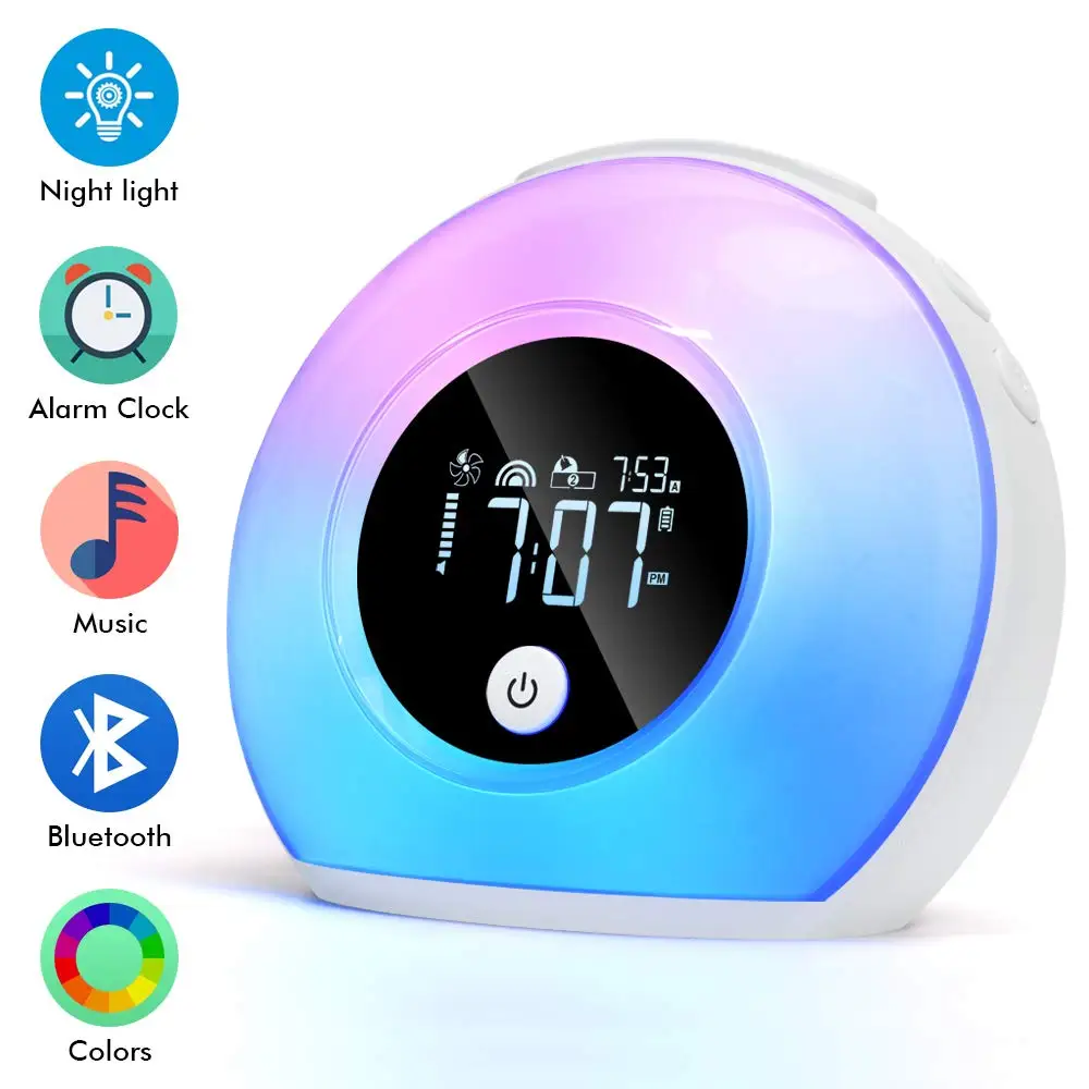 Latest Color Changing Bluetooth Speaker Alarm Clock Sunsise Lamp Living Room Night Light Speakers